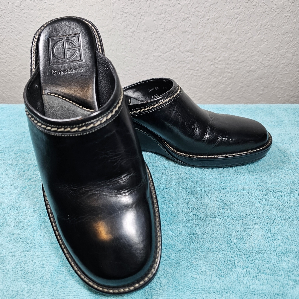 Cole Haan Elyssa Black Leather Mules Size 7